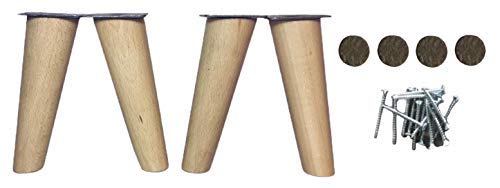 patas para muebles de madera. Patas inclinadas cónicas con placa de montaje ya instalada patas de madera para sofas mesitas armarios 15 cm alto