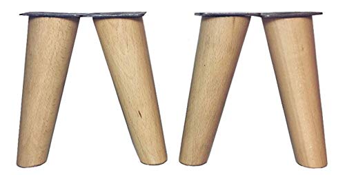 patas para muebles de madera. Patas inclinadas cónicas con placa de montaje ya instalada patas de madera para sofas mesitas armarios 15 cm alto