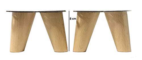patas para muebles madera haya. Patas cónicas con inclinación, y placa de montaje ya instaladas. 8 cm alto color natural (8 cm) patas para muebles madera haya. Patas cónicas con inclinación, y placa de montaje ya instaladas. 8 cm alto color natural (8 cm)