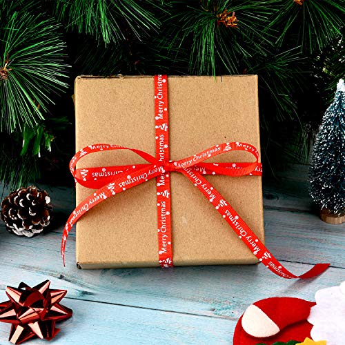 Patelai Cinta de papel de regalo impresa y feliz navidad 2 rollos 44 metros (10 mm de ancho) rojo Patelai Cinta de papel de regalo impresa y feliz navidad 2 rollos 44 metros (10 mm de ancho) rojo