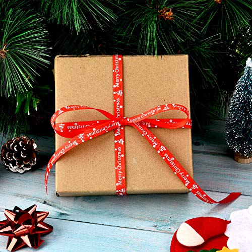 Patelai Cinta de papel de regalo impresa y feliz navidad 2 rollos 44 metros (10 mm de ancho) rojo