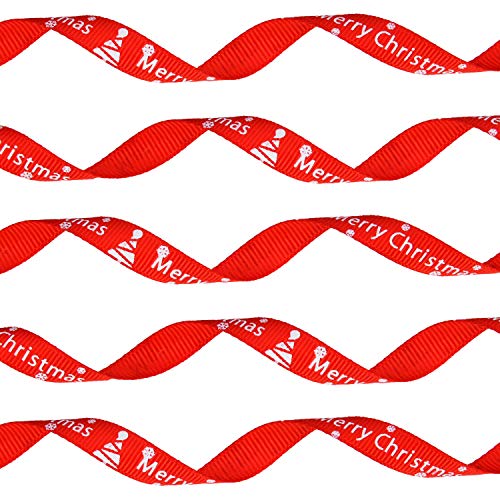 Patelai Cinta de papel de regalo impresa y feliz navidad 2 rollos 44 metros (10 mm de ancho) rojo