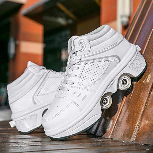 Patín En Línea, Zapatos Multiusos 2 En 1, Botas De Patín De Cuatro Ruedas Ajustables, Zapatos Deformación Multifuncionales Patines Cuatro Ruedas Patines Patinaje Al Aire Libre Para Adultos,White-38 Patín En Línea, Zapatos Multiusos 2 En 1, Botas De Patín De Cuatro Ruedas Ajustables, Zapatos Deformación Multifuncionales Patines Cuatro Ruedas Patines Patinaje Al Aire Libre Para Adultos,White-38
