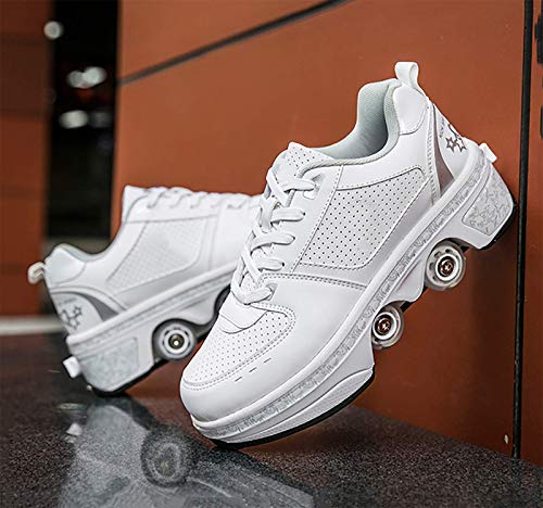 Patines De 4 Ruedas Kick Roller Shoe Patines En Línea De Nuevo Diseño Zapatos Multiusos 2 En 1 Hombres Mujeres Patines con Cuatro Ruedas para Niños Niñas,EUR39