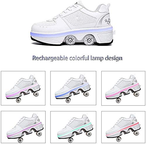 Patines De Ruedas con Luz LED para Mujer, Zapatos Multiusos 2 En 1, Zapatos con Ruedas Patines En Línea, Patines Kick Rollers para NiñosEUR41 Patines De Ruedas con Luz LED para Mujer, Zapatos Multiusos 2 En 1, Zapatos con Ruedas Patines En Línea, Patines Kick Rollers para NiñosEUR41