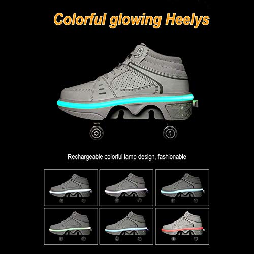 Patines de Ruedas, Patines de Ruedas 2 en 1 con luz LED de Color, Zapatos Parkour/Zapatos de Patinaje sobre Ruedas en línea, Patines de Cuatro hileras con Ruedas para Deportes al Aire libr Patines de Ruedas, Patines de Ruedas 2 en 1 con luz LED de Color, Zapatos Parkour/Zapatos de Patinaje sobre Ruedas en línea, Patines de Cuatro hileras con Ruedas para Deportes al Aire libr