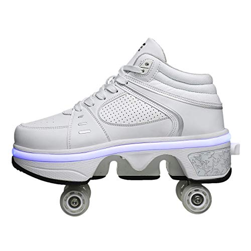 Patines de Ruedas, Patines de Ruedas 2 en 1 con luz LED de Color, Zapatos Parkour/Zapatos de Patinaje sobre Ruedas en línea, Patines de Cuatro hileras con Ruedas para Deportes al Aire libr Patines de Ruedas, Patines de Ruedas 2 en 1 con luz LED de Color, Zapatos Parkour/Zapatos de Patinaje sobre Ruedas en línea, Patines de Cuatro hileras con Ruedas para Deportes al Aire libr
