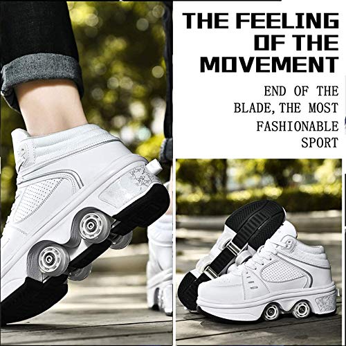 Patines de Ruedas, Patines de Ruedas para Mujeres, Cuatro Rondas de Zapatos para Correr Patines de Ruedas, Patines de polea extraíbles 2 en 1 Patinaje - Deformación de Rueda de deformación d Patines de Ruedas, Patines de Ruedas para Mujeres, Cuatro Rondas de Zapatos para Correr Patines de Ruedas, Patines de polea extraíbles 2 en 1 Patinaje - Deformación de Rueda de deformación d