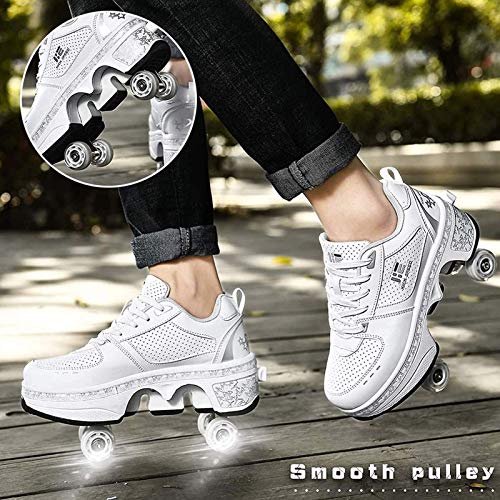 Patines de Ruedas, Patines de Ruedas para Mujeres, Cuatro Rondas de Zapatos para Correr Patines de Ruedas, Patines de polea extraíbles 2 en 1 Patinaje - Deformación de Rueda de deformación d Patines de Ruedas, Patines de Ruedas para Mujeres, Cuatro Rondas de Zapatos para Correr Patines de Ruedas, Patines de polea extraíbles 2 en 1 Patinaje - Deformación de Rueda de deformación d