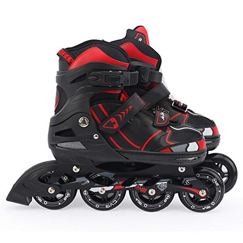 Patines en Línea Ajustables Niños Adultos Hombres y Mujeres Alta Elasticidad y Resistentes Al Desgaste Patines Deportivos Con Absorción de Impactos y Transpirables Roller Blades Pu-Rojo_L (38-41)