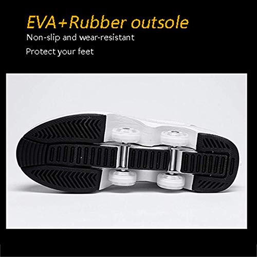 Patines en línea, zapatos multiusos 2 en 1, botas con patines de ruedas ajustables, White-EUR33