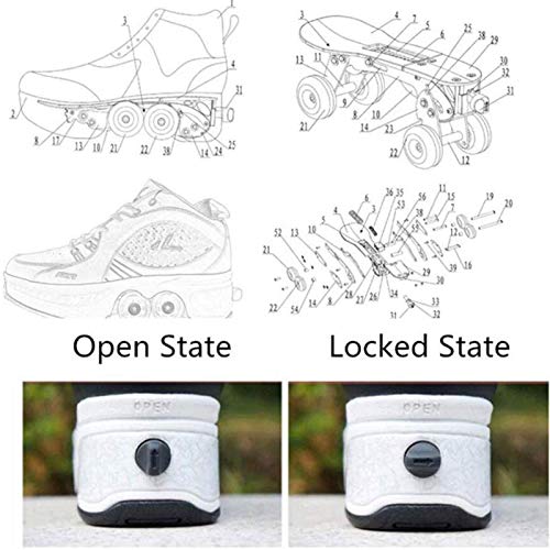 Patines, Patines para Adultos - Patines clásicos de Cuatro Ruedas de Doble Fila - Patines de polea extraíbles 2 en 1, para Hombres y Mujeres Patines de Doble Fila para Exteriores, 4.5