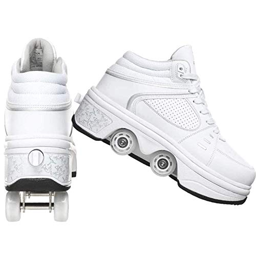 Patines, Patines para Adultos - Patines clásicos de Cuatro Ruedas de Doble Fila - Patines de polea extraíbles 2 en 1, para Hombres y Mujeres Patines de Doble Fila para Exteriores, 4.5