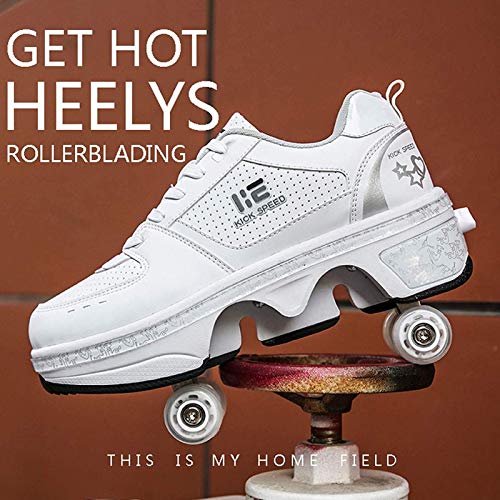 Patines, Zapatos Kick Rollers - Zapatos universales para Caminar para niños y niñas, Zapatillas de Deporte de Doble Fila con Ruedas deformables - Patines de polea extraíbles 2 en 1 Patines, Zapatos Kick Rollers - Zapatos universales para Caminar para niños y niñas, Zapatillas de Deporte de Doble Fila con Ruedas deformables - Patines de polea extraíbles 2 en 1