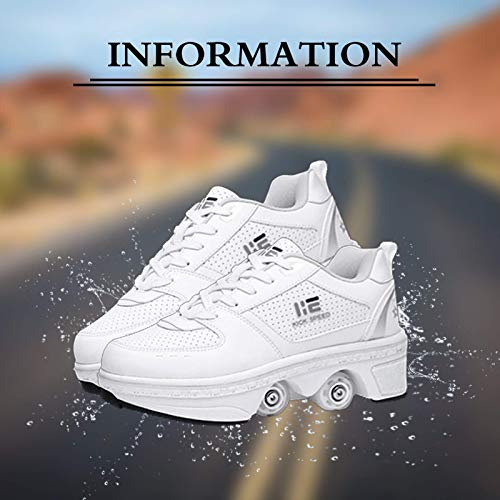 Patines, Zapatos Kick Rollers - Zapatos universales para Caminar para niños y niñas, Zapatillas de Deporte de Doble Fila con Ruedas deformables - Patines de polea extraíbles 2 en 1 Patines, Zapatos Kick Rollers - Zapatos universales para Caminar para niños y niñas, Zapatillas de Deporte de Doble Fila con Ruedas deformables - Patines de polea extraíbles 2 en 1