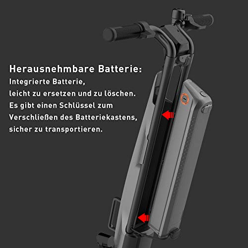 Patinete Eléctrico Adultos Scooter eléctrico plegable Batería desmontable Aumentar el rango 30 km, motor de 350 W y velocidad máxima 20 km / h Scooter eléctrico, puerto USB incorporado