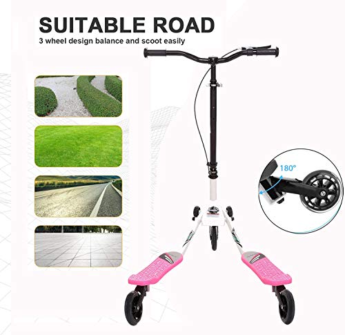 Patinete Plegable de Tres 3 Ruedas,Patinete de 3 Ruedas Scooter Manillar Altura Ajustable 75-85cm con Freno Posterior Rosado Patinete Scooter para Niños de 4 a 12 Años Patinete Plegable de Tres 3 Ruedas,Patinete de 3 Ruedas Scooter Manillar Altura Ajustable 75-85cm con Freno Posterior Rosado Patinete Scooter para Niños de 4 a 12 Años