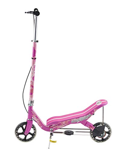 Patinete Rockboard RBX con volante de inercia, balancín, por amortiguador de presión de aire, patinete con freno de aire, suspensión de aire, color rosa Glam con camuflaje