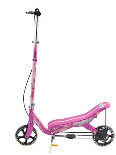Patinete Rockboard RBX con volante de inercia, balancín, por amortiguador de presión de aire, patinete con freno de aire, suspensión de aire, color rosa Glam con camuflaje
