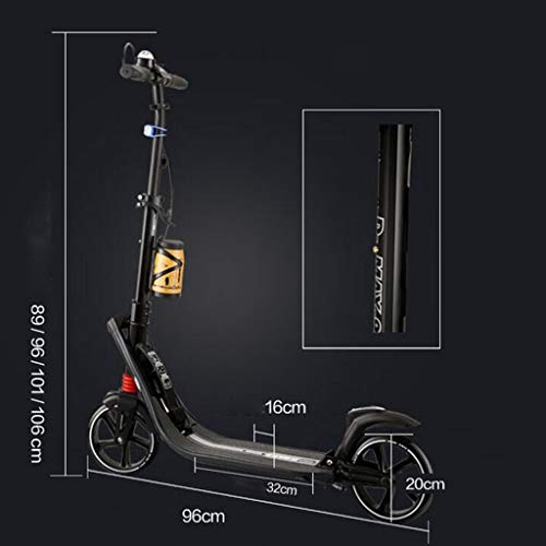 Patinetes Scooter con Plataforma para niños, Scooters Plegables de Color Blanco con Freno de Mano, para Mujeres Que viajan Diariamente, 100 kg, no eléctrico