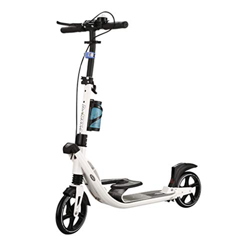 Patinetes Scooter con Plataforma para niños, Scooters Plegables de Color Blanco con Freno de Mano, para Mujeres Que viajan Diariamente, 100 kg, no eléctrico