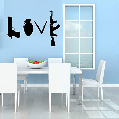 Patrón Bansky Love Armas Vinilo Wall Art Sticker Aplique Contemporáneo Modern Boys Dormitorio Wall Sticker Art Deco Wall Sticker Con Jardinería Purple 118X81Cm