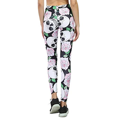 Patrón De Calavera Calzas Mujer para Elásticas Correr Correr Pilates Especial Estilo Yoga Pantalón De Cintura Elástica Pantalones Leggings (Color : Pink, Size : S)