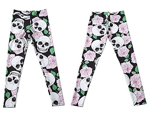 Patrón De Calavera Calzas Mujer para Elásticas Correr Correr Pilates Especial Estilo Yoga Pantalón De Cintura Elástica Pantalones Leggings (Color : Pink, Size : S)