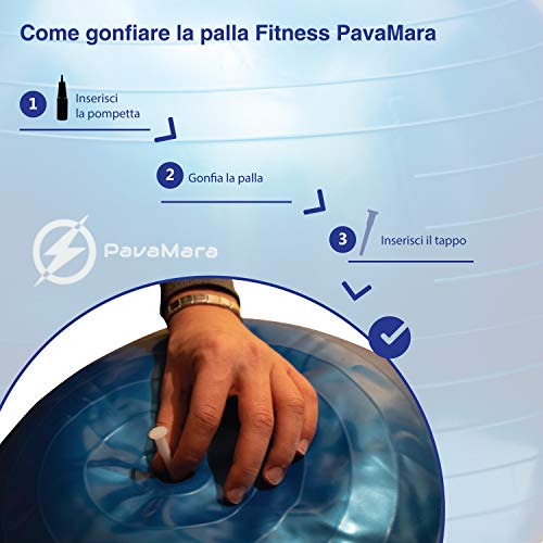 PavaMara fitball - Pelota de fitness pilates de 55/65/75 cm – Balón de gimnasia en el gimnasio en casa – Fisioterapia espalda (gris, 65 cm)