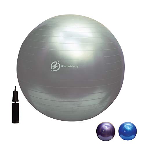 PavaMara fitball - Pelota de fitness pilates de 55/65/75 cm – Balón de gimnasia en el gimnasio en casa – Fisioterapia espalda (gris, 65 cm)