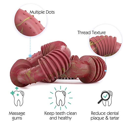 Pawaboo Juguete Masticado para Perro Medianos Grandes, Juguetes Interactivos de Entrenamientos de Caucho con Múltiples Puntos Hilo Textura para Molar los Dientas, para Mascotas - Rojo & Amarillo