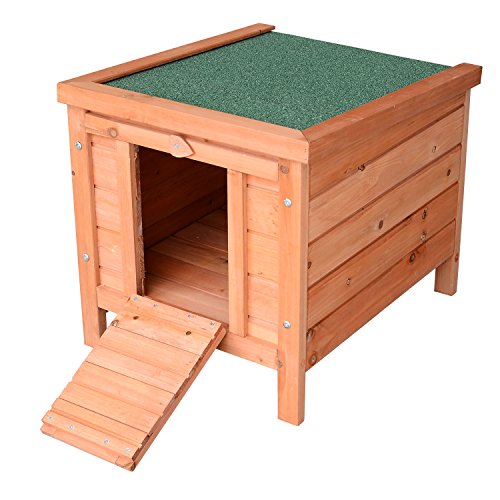 Pawhut Conejera Madera de Exterior Jaula para Conejo Cobaya Casa para Animal Pequeño 51x42x43cm