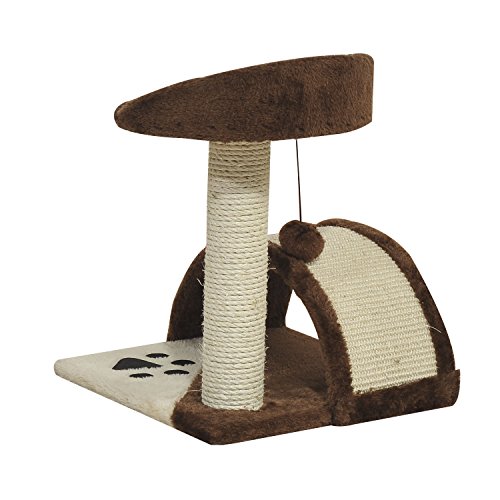 Pawhut Rascador Gato Altura 44cm Arbol Poste para Arañar 36x36x44cm Juegos Gatos Marron