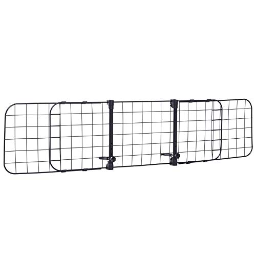 Pawhut Rejilla Separador Perro Coche Extensible Universal Reja de Seguridad Barrera para Perro y Maletas Mascota 91-145x30cm Acero