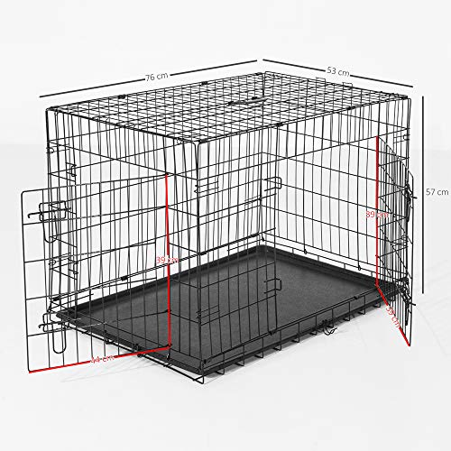 PawHut Transportin Jaula Transporte Perro Alambre 5 Medidas 2 Colores Opcional (76x53x57CM, Negro) PawHut Transportin Jaula Transporte Perro Alambre 5 Medidas 2 Colores Opcional (76x53x57CM, Negro)