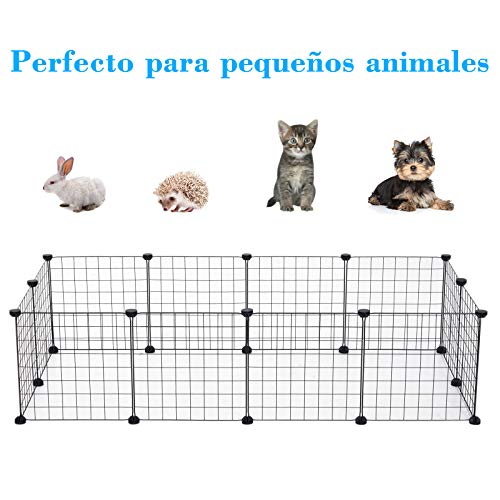 Pawhut Valla Metálica para Mascotas con 12 Paneles Parque Metálica para Animales Pequeños Desmontable Diseño DIY Negro 106x73x36cm Pawhut Valla Metálica para Mascotas con 12 Paneles Parque Metálica para Animales Pequeños Desmontable Diseño DIY Negro 106x73x36cm