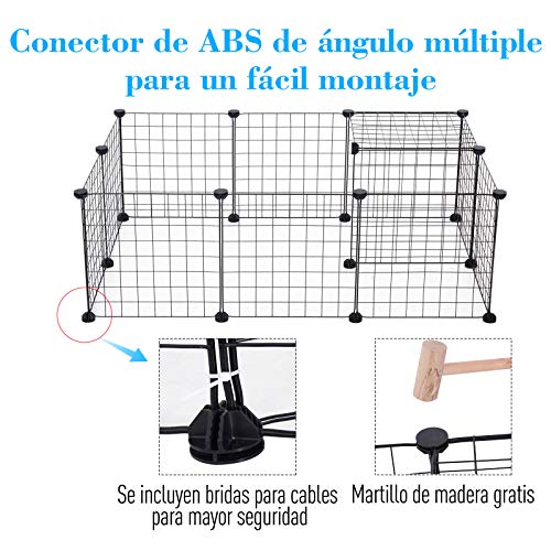 Pawhut Valla Metálica para Mascotas con 12 Paneles Parque Metálica para Animales Pequeños Desmontable Diseño DIY Negro 106x73x36cm Pawhut Valla Metálica para Mascotas con 12 Paneles Parque Metálica para Animales Pequeños Desmontable Diseño DIY Negro 106x73x36cm