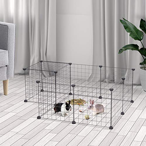 Pawhut Valla Metálica para Mascotas con 12 Paneles Parque Metálica para Animales Pequeños Desmontable Diseño DIY Negro 106x73x36cm Pawhut Valla Metálica para Mascotas con 12 Paneles Parque Metálica para Animales Pequeños Desmontable Diseño DIY Negro 106x73x36cm