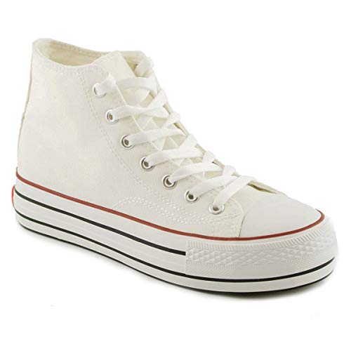PAYMA - Zapatillas Bambas Botas de Lona Mujer. Puntera de Goma. Playeras de Deporte Casual y Caminar. Piso Doble o Sencillo. Negras Blancas Rojas Azul Jeans PAYMA - Zapatillas Bambas Botas de Lona Mujer. Puntera de Goma. Playeras de Deporte Casual y Caminar. Piso Doble o Sencillo. Negras Blancas Rojas Azul Jeans