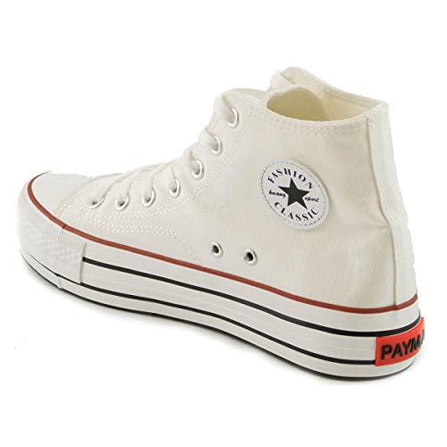 PAYMA - Zapatillas Bambas Botas de Lona Mujer. Puntera de Goma. Playeras de Deporte Casual y Caminar. Piso Doble o Sencillo. Negras Blancas Rojas Azul Jeans PAYMA - Zapatillas Bambas Botas de Lona Mujer. Puntera de Goma. Playeras de Deporte Casual y Caminar. Piso Doble o Sencillo. Negras Blancas Rojas Azul Jeans