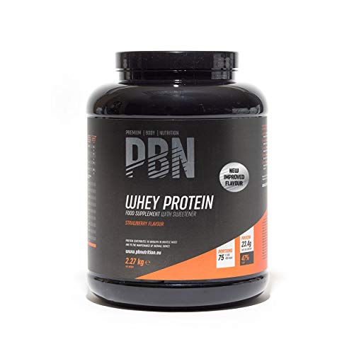 PBN Premium Body Nutrition Proteína de suero de leche en polvo, 2.27 kg, sabor fresa, sabor optimizado