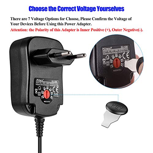 PChero 15 W Universal AC/DC adaptador de conmutación regulado fuente de alimentación con 8 seleccionables adaptador conectores,1500 mA max,5 ft cable de carga-para 3-12 V hogar Electronics Dispositivo PChero 15 W Universal AC/DC adaptador de conmutación regulado fuente de alimentación con 8 seleccionables adaptador conectores,1500 mA max,5 ft cable de carga-para 3-12 V hogar Electronics Dispositivo