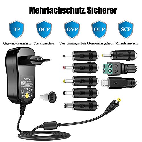 pchero 24 W Universal Conector de fuente con 8 desmontable DC Conector para 3 V-12 V Casa electrónica y dispositivos USB – 2000 mA MAX pchero 24 W Universal Conector de fuente con 8 desmontable DC Conector para 3 V-12 V Casa electrónica y dispositivos USB – 2000 mA MAX