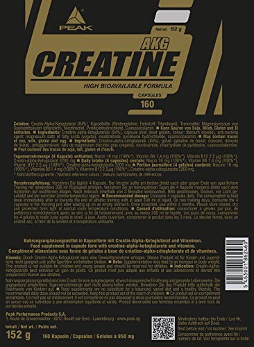 PEAK PERFORMANCE Creatine AKG, 160 Kapseln