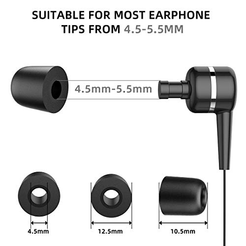 Peakally Almohadillas Auriculares, 8 Pares Reemplazos Almohadilla Espuma Repuesto Esponja Earbuds Auriculares Puntas Oído Tapones Earpads para Auriculares de 4.5-5.5 mm