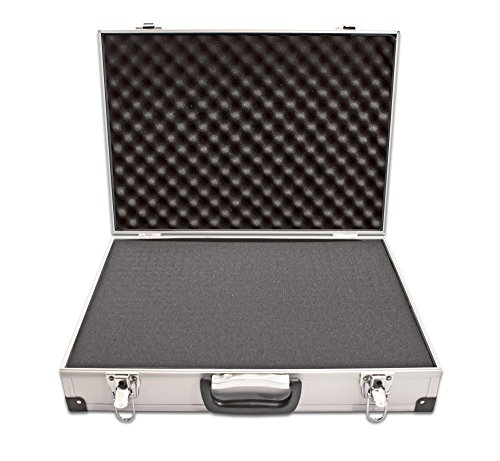 PeakTech 7265 – Estuche universal para dispositivos de medición, robusto estuche de aluminio, almacenamiento de herramientas, relleno de espuma, con cerradura, contra polvo, XL - 390 x 280 x 100 mm