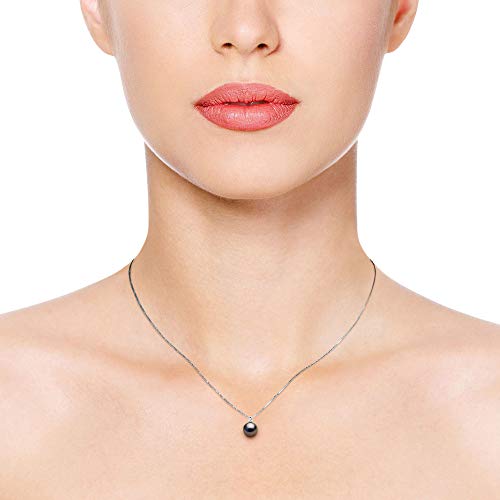Pearls & Colors – Collar de joyería – Auténtica perla cultivada de Tahití redonda 8-9 mm – Plata maciza 925 milésimas – Joya para mujer