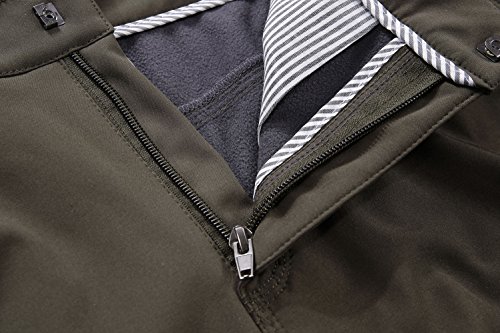 PECTNK Los Pantalones al Aire Libre de los Hombres Que Son de Fleece Impermeable de c¨¢scara Blanda 815A Ejercito Verde L