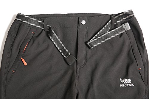 PECTNK Los Pantalones al Aire Libre de los Hombres Que Son de Fleece Impermeable de c¨¢scara Blanda 815A Negro M