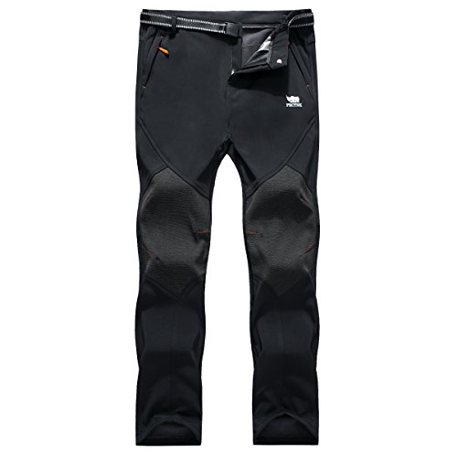 PECTNK Los Pantalones al Aire Libre de los Hombres Que Son de Fleece Impermeable de c¨¢scara Blanda 815A Negro M PECTNK Los Pantalones al Aire Libre de los Hombres Que Son de Fleece Impermeable de c¨¢scara Blanda 815A Negro M